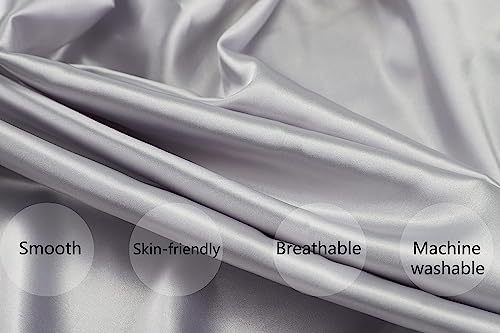 Satin Pack n Play Sheet Set 2 Pack Ultra Soft Silk Playard Sheet 36x36 Inch Protect for Baby Hair and Skin, Grey & Navy
