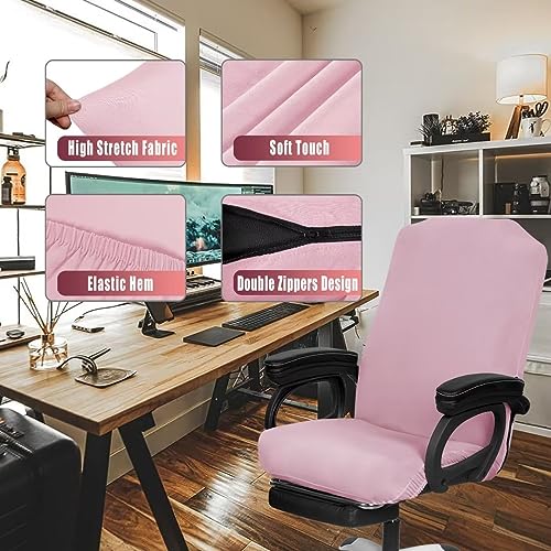 SARAFLORA 2 Pack Office Chair Covers, Stretchable Desk Chair Cover Removable Computer Chairs Cover for Office Chair with Zipper Universal Spandex Rotating Chair Cover Anti-dust Chair Slipcover,Pink