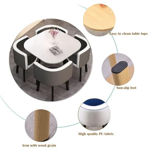 MAxba Square Dining Table Set for 4 Office Business Conference Room Table Set Simple Coffee Table Reception Business Table Set 1 Table 4 Chairs (Color : Black)