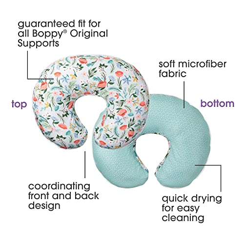 Boppy Nursing Pillow Cover, Premium Quick-Dry Fabric, Mint Flower, Fits The Original Support Pillow for Breastfeeding and Bottle Feeding, Cover Only, Nursing Support Pillow Sold Separately