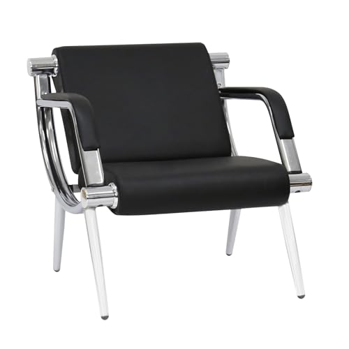 kinbor Waiting Room Guest Chair - PU Leather Office Reception Chair, Lobby Furniture Reception Sofa Seat Waiting Room Chairs with Arms for Airport Salon Clinic, Black