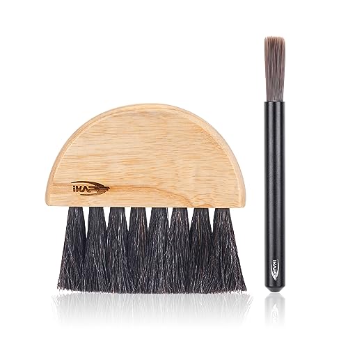 IKAPE Espresso Coffee Accessory, Cleaning Brush Set —— a Fan-Shaped Brush & an Aluminum Brush Exquisite Set —— Elevate Your Espresso Experience