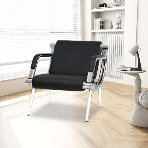 kinbor Waiting Room Guest Chair - PU Leather Office Reception Chair, Lobby Furniture Reception Sofa Seat Waiting Room Chairs with Arms for Airport Salon Clinic, Black