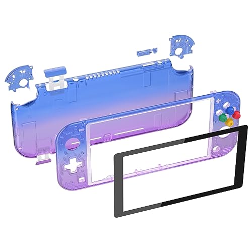 eXtremeRate Gradient Translucent Bluebell DIY Replacement Shell for Nintendo Switch Lite, NSL Handheld Controller Housing w/Screen Protector, Custom Case Cover for Nintendo Switch Lite