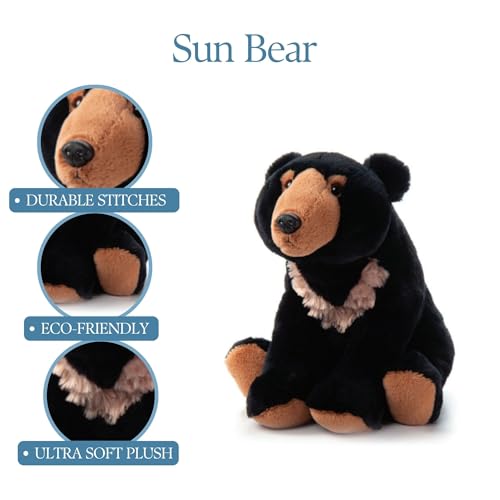 The Petting Zoo Sun Bear Stuffed Animal Plushie, Gifts for Kids, Wild Onez Rainforest Animals, Sun Bear Plush Toy