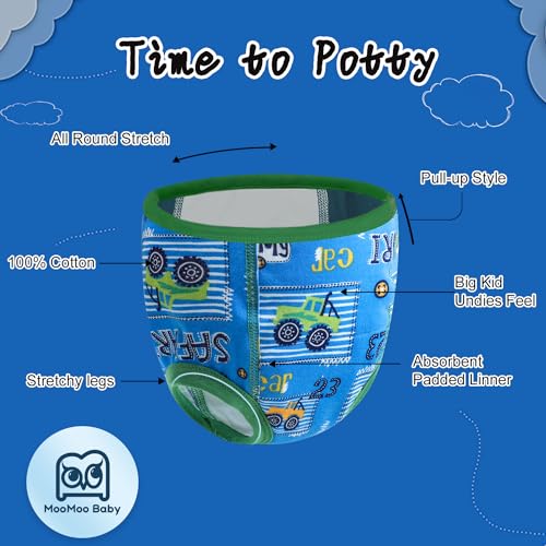 MooMoo Baby Absorbent Training Underwear 4 Packs Toddler Potty Training Pants for Boys and Girls-Cotton 3T