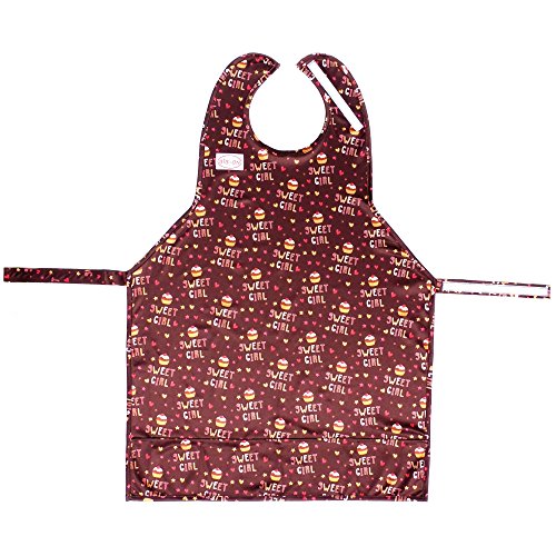 BIB-ON XL, Full-Coverage Bib and Apron Combination for Toddler, Kids Ages 3 and Up. (Sweet Girl Cupcake)