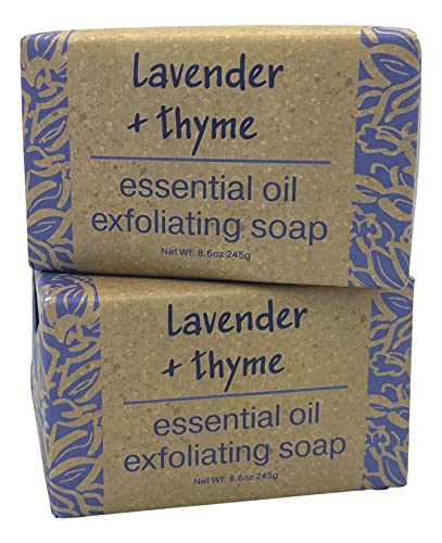 Greenwich Bay Trading Co, Lavender and Thyme Essential Oil Exfoliating Bath Bar Soap, Set of 2