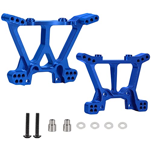 WEISHUJI Aluminum Rear Shock Tower, Aluminum Front and Rear Shock Tower for 1/10 Traxxas Slash 4x4 Replacement of Part 6838 6839 (2-Pack) (Navy Blue)