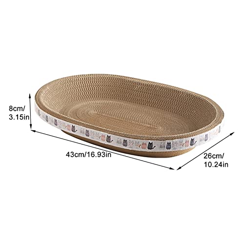 2 Oval Cat Scratcher Cardboard, Corrugated Cardboard Scratch Pads, Cat Scratching Lounge Bed, Cat Scratcher Cardboard Bowl, Cat Training Scratching Toy, for Cardboard Cat Scratcher Bed