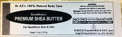 GREENandORGANIC African White Ivory Shea Butter 5Lbs Natural Virgin RAW Organic Grade A Unrefined Ghana Skin Beauty Care Face Body Hair Scalp Non GMO Natural Karite by