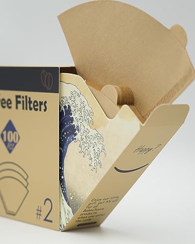 Bake Choice Coffee Filters #2 Cone Paper, # 2 Cone Shaped Unbleached All Natural Compostable Coffee Filters 100 Count, Biodegradable and Compostable, No Blowout