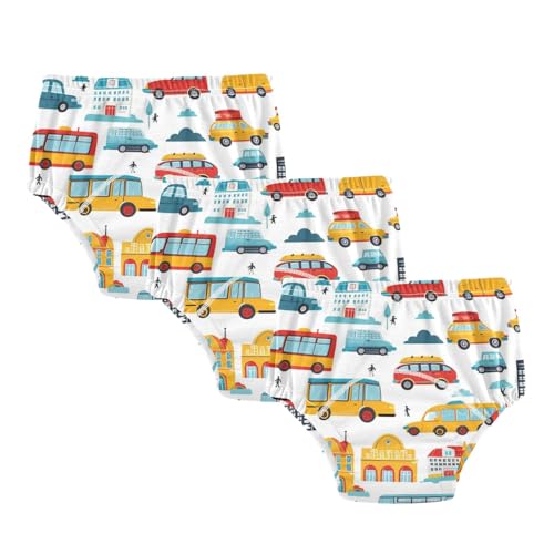 Toddler Training Pants, House Car Bus Cotton Potty Training Underwear for Baby Boy Girl 3-Pack