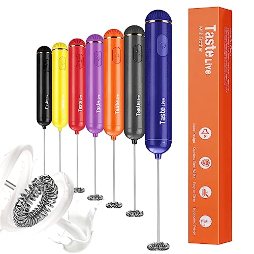 Handheld Milk Frother, Battery Operated Electric Foam Maker and Mixer for Drinks (Blue)