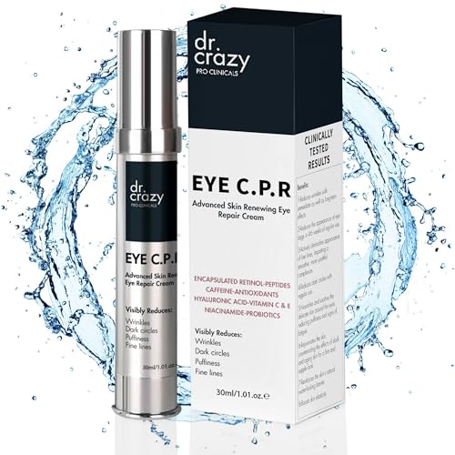Dr Crazy Eye CPR Repairing Under Eye Cream for Dark Circles, Puffiness & Bags Under Eyes – Caffeine Serum for Wrinkles, Fine Lines – 30ml