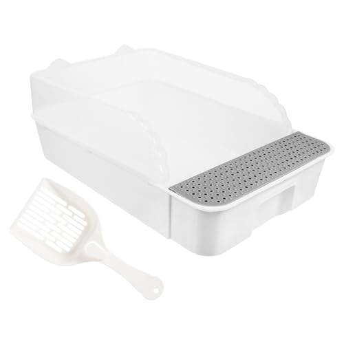 POPETPOP Box Cat Litter Box Extra Large Cat Litter Mat Self Cleaning Litter Boxes Corner Cat Litter Box Cat Litter Pan Toilet Kitten Litter Small Litter Box Cat Kitten Litter Box Pp White