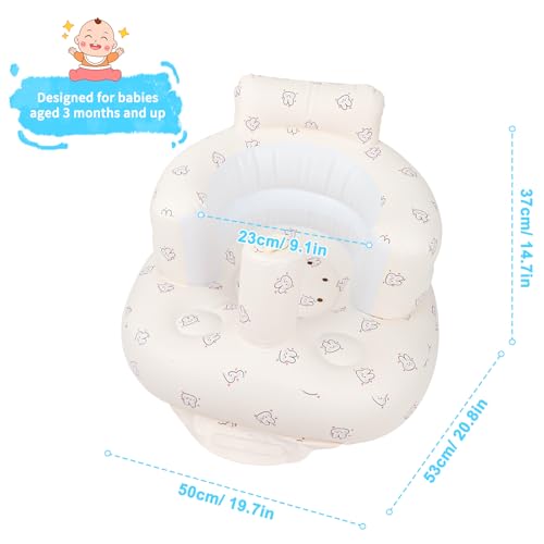 Inflatable Baby Seat for Babies 3 Months and Up, Toddler Floor Seats for Sitting Up, Built in Air Pump Baby Seats for Kids, Blow Up Baby Chair with Back Support - Rabbit
