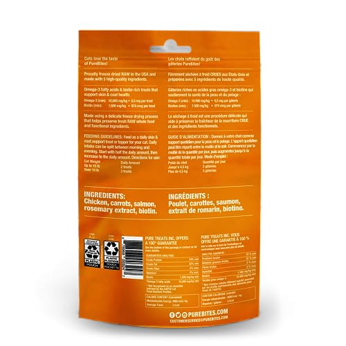 PureBites+ Freeze Dried Cat Treat 31g | Skin & Coat | 5 Ingredients | Made in USA