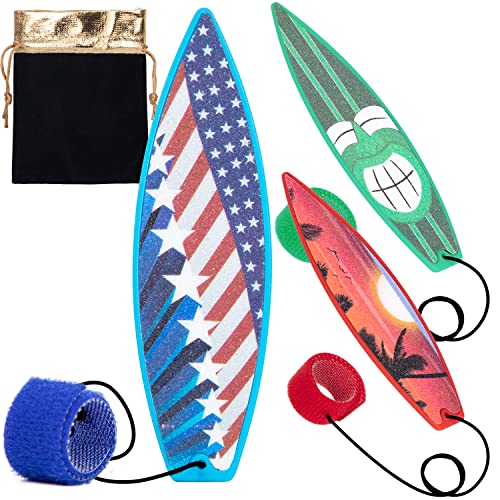 Juni QUTE Finger Surfboard-Mini Surfboard for Kids and Surfers with Eye-catching Graphic Design and Receive Bag (3 PCS,Red/Green/Blue)