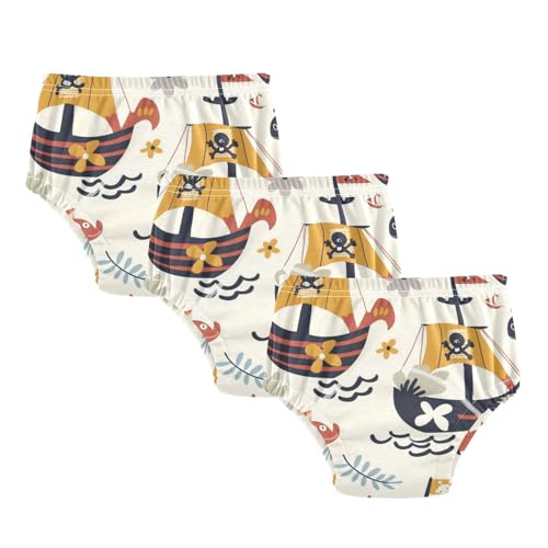 Toddler Training Pants, Pirate Ship2 Cotton Potty Training Underwear for Baby Boy Girl 3-Pack