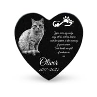ADFSTONE Heart Shaped Pet Memorial Stones Personalized Dog Remembrance Gifts, Customized Cat Picture Grieving Plaque, DIY Gravestone, Custom Sympathy Photo Gift, Animal Grave Markers