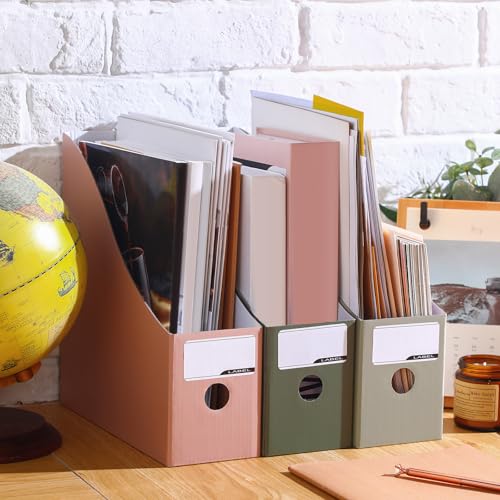 Colarr 12 Pack Cardboard Magazine Holders 12 Colors Magazine Storage Box with Label Stickers File Organizer Folder Book Holder for Desk Desktop Document Organizer for Office School (Morandi Color)