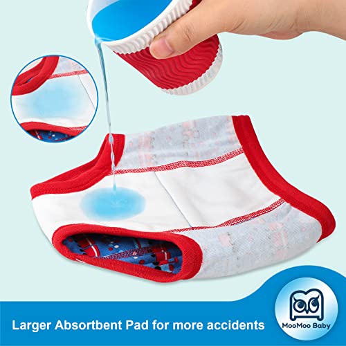 MooMoo Baby 6 Packs Potty Training Underwear Absorbent Vehicle Training Pants for Toddler Boys Pee Pants 2T