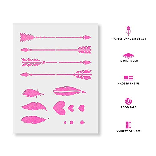 Arrow Kit - Arrows Stencil, Feather, Stencil Arrows