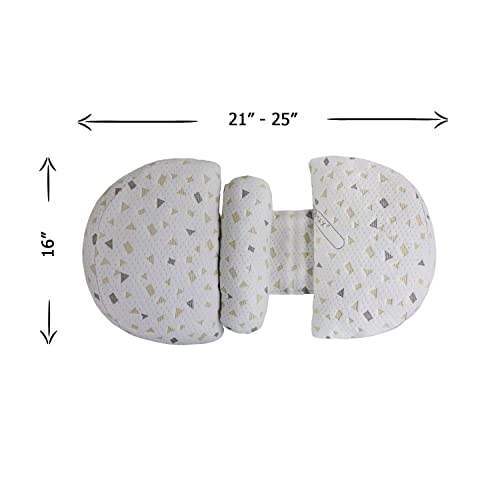 Lacomfy Pregnancy Pillow for Side Sleeper, Double Wedge Maternity Pillow with Belly, Waist & Back Support, Detachable Pillowcase, Removable Filling, Easy to Wash, White Dot
