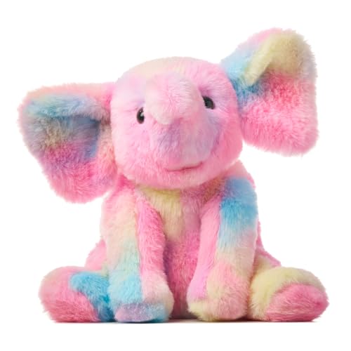 Hopearl Adorable Plush Calf Elephant Toy Floppy Elephish Ultra Soft Stuffed Animal for Boys Girls Kids Toddlers, Rainbow