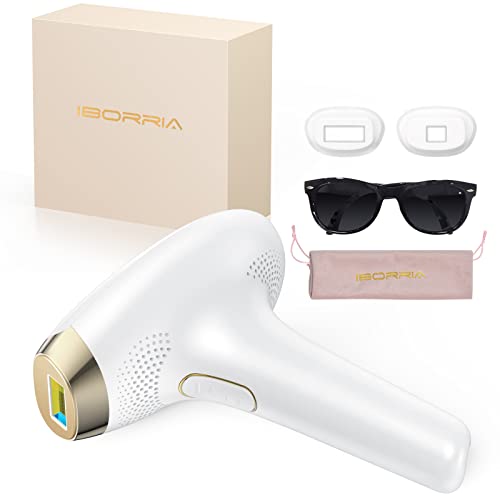 IBORRIA FDA Cleared Laser Hair Removal with Cooling Protection 18 Joules IPL Laser Hair Removal for Women & Man Permanent, Pain-Free at Home Laser Hair Removal