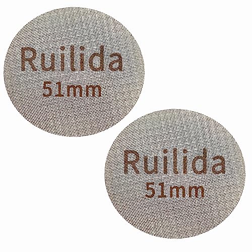 Ruilida 2 Packs Espresso Puck Screen 51mm, Reusable 1.7mm Thickness 150μm 316 Stainless Steel Professional Barista Coffee Filter Mesh Plate for Espresso Portafilter Filter Basket (51mm)