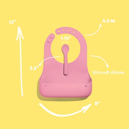 Avanchy Silicone Baby Bibs, Waterproof, Adjustable, BPA Free, Soft Unisex Set for Toddlers with Matching Spoon, Green