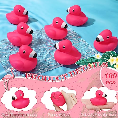 Honoson Flamingo Rubber Duckies Bulk Pink Flamingos Bath Toys Floating Squeak Seasonal Holiday Rubber Ducks for Baby Shower Party Favors, Cake Decoration, Classroom Prizes(50 Pcs)
