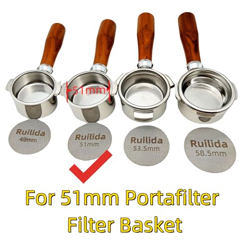 Ruilida 2 Packs Espresso Puck Screen 51mm, Reusable 1.7mm Thickness 150μm 316 Stainless Steel Professional Barista Coffee Filter Mesh Plate for Espresso Portafilter Filter Basket (51mm)