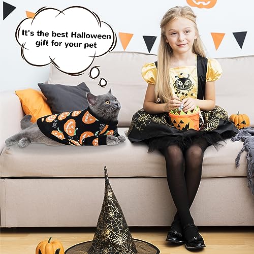 CooShou Pet Puppy Dog Halloween Sweater Cat Pumpkin Knitwear Clothes Costume with Cute Boo Pattern Halloween Sweater Coat for Kittens Small Dogs Cats M