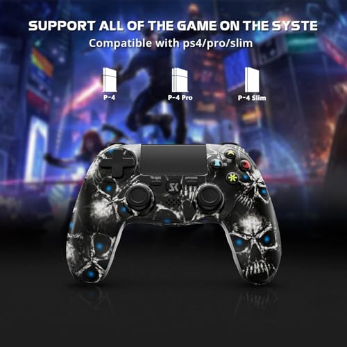 2 Pack Wireless Controller for PS4, Controller for Sony PlayStation 4, Double Shock 6-Axis Motion Sensor, Sensitive Touch Pad, Built-in Speaker & 3.5mm Headset Jack, Compatible with PS4/Pro/Slim