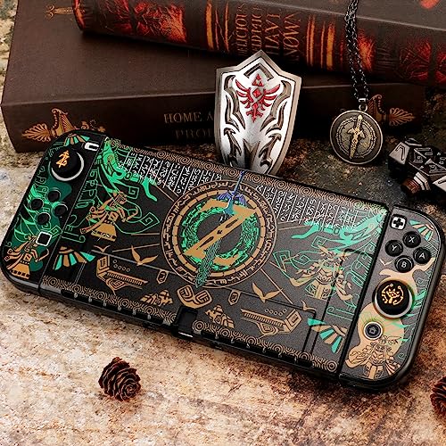 Tscope Protective Case for Nintendo Switch OLED, for Tears of The Kingdom Hard Shell Dockable Anti-Scratch Shockproof Slim Cover for OLED Consolo Joy-Cons (OLED Black)