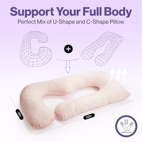 COMFYDEL HOME Memory Foam Pregnancy Pillow for Sleeping - U-Shaped Full Body Pregnancy Pillow - Body Pillow for Adults, Maternity Pillow - Support for Back, Legs, Belly, HIPS for Pregnant Women