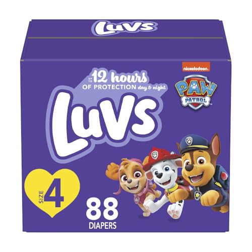 Luvs Size 4 Baby Diapers, Platinum Protection Bluey Diapers for Day & Night