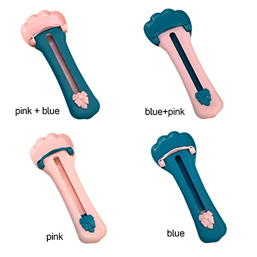 TITA-DONG Cat Claw Shaped Strip Squeeze Spoon for Lickable Wet Treats, Delectables Feeder for Liquid Snack Feeding (Blue+Pink)