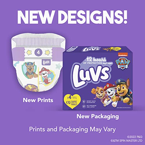 Luvs Size 4 Baby Diapers, Platinum Protection Bluey Diapers for Day & Night