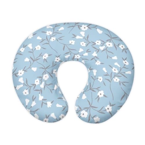 Jeiento Baby Nursing Pillow Covers White Floral Breastfeeding Pillow Slipcover,Blue Pillowcase Comfortable Positioner Case Fits Naked Nursing Pillow for Baby Boy Girl