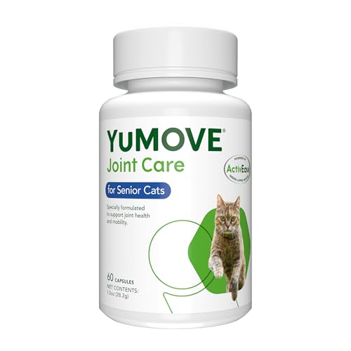 YuMOVE Cat Joint Supplement with Glucosamine,Chondroitin, Omega 3, Hyaluronic Acid, & Green Lipped Mussel - Joint Support Supplement - for Senior Cats 60 Capsules