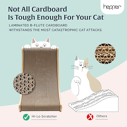 Hepper Hi-Lo Cardboard Cat Scratcher with Real Wood & Metal Frame