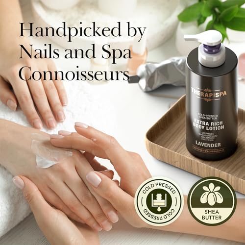 THERAPISPA Scented Body Lotion for Women – Calming Lavender Scented Moisturizer with Shea Butter, Ceramides & Panthenol to Soothe, Smooth & Comfort Dry Skin (Lavender