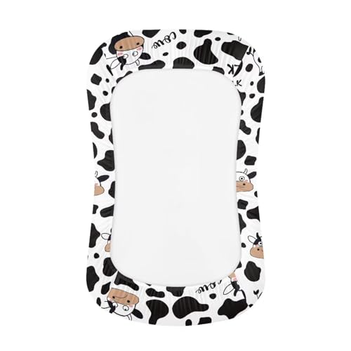 Epaihaiy Cow Print Baby Lounger Cover, Cute Mik Cow Baby Padded Lounger Cover, Infant Floor Seat Cover, Removable Slipcover Infant Nest Sleeper