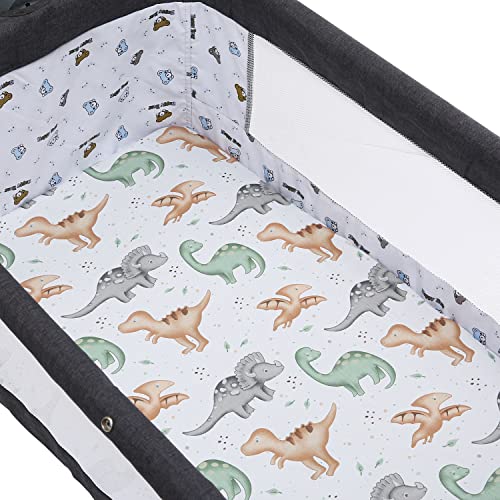 Tontukatu Pack n Play Sheet Stretchy Fitted Portable Mini Crib Sheets Set 3 Pack,Playard Sheets Convertible Playard Mattress Cover,Ultra Soft Jersey Material,Sun/Forest Deer/Dinosaur