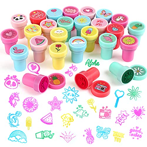 Assorted Stamps for Kids 26Pcs Self-Inking Stamps for Easter Egg Halloween Christmas Stuffers, Birthday Party Favor for Kids, Teacher Stamps