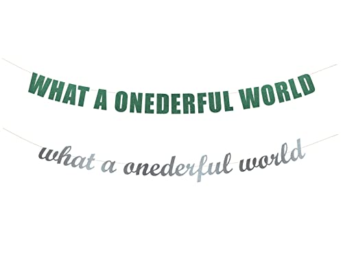 What A Onederful World banner - First Birthday, Onederful birthday party